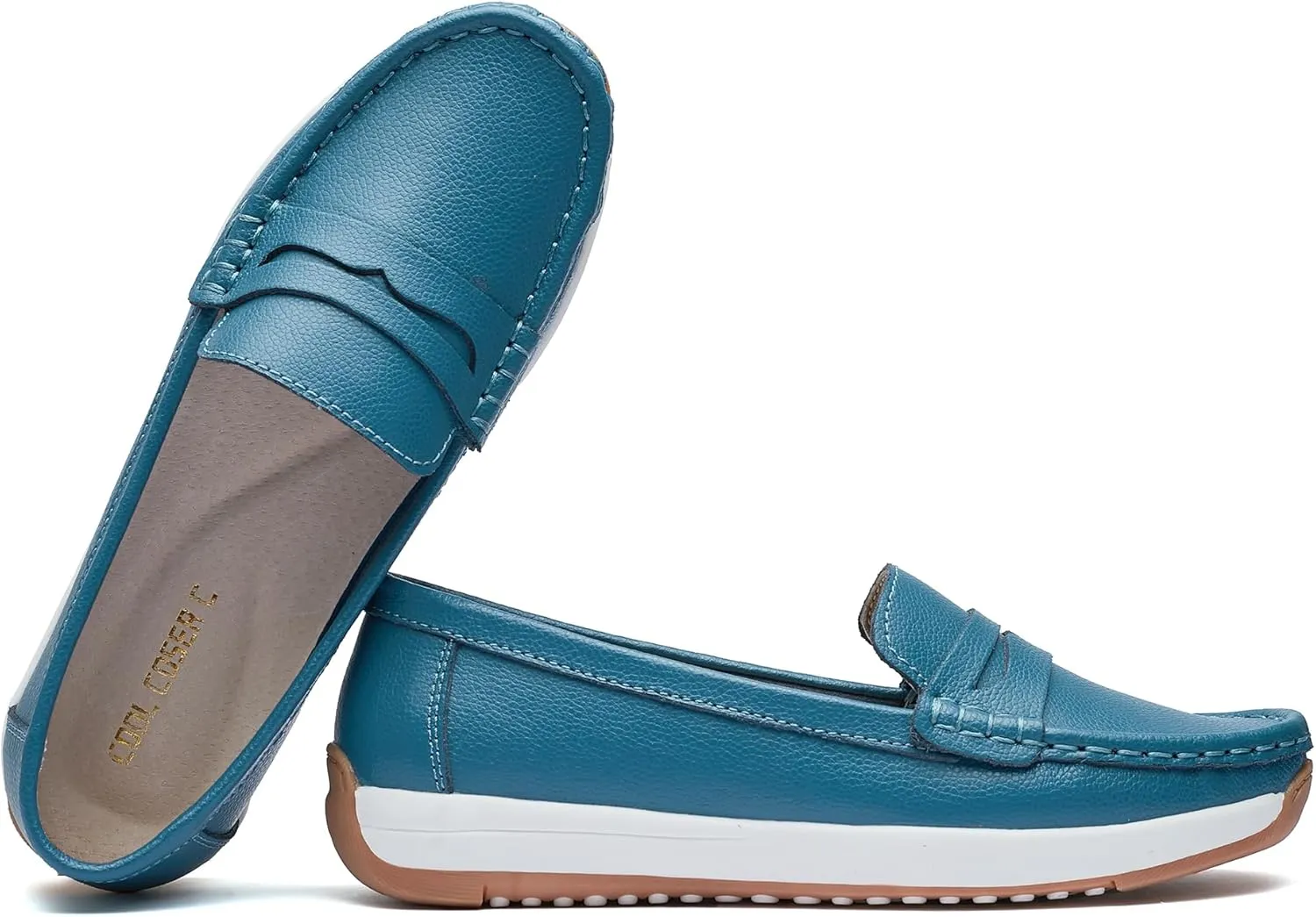 Women's Loafers Moccasin Casual Slip On Flat Shoes Comfortable Leather Driving Loafers Lightweight Nurse Work Shoes