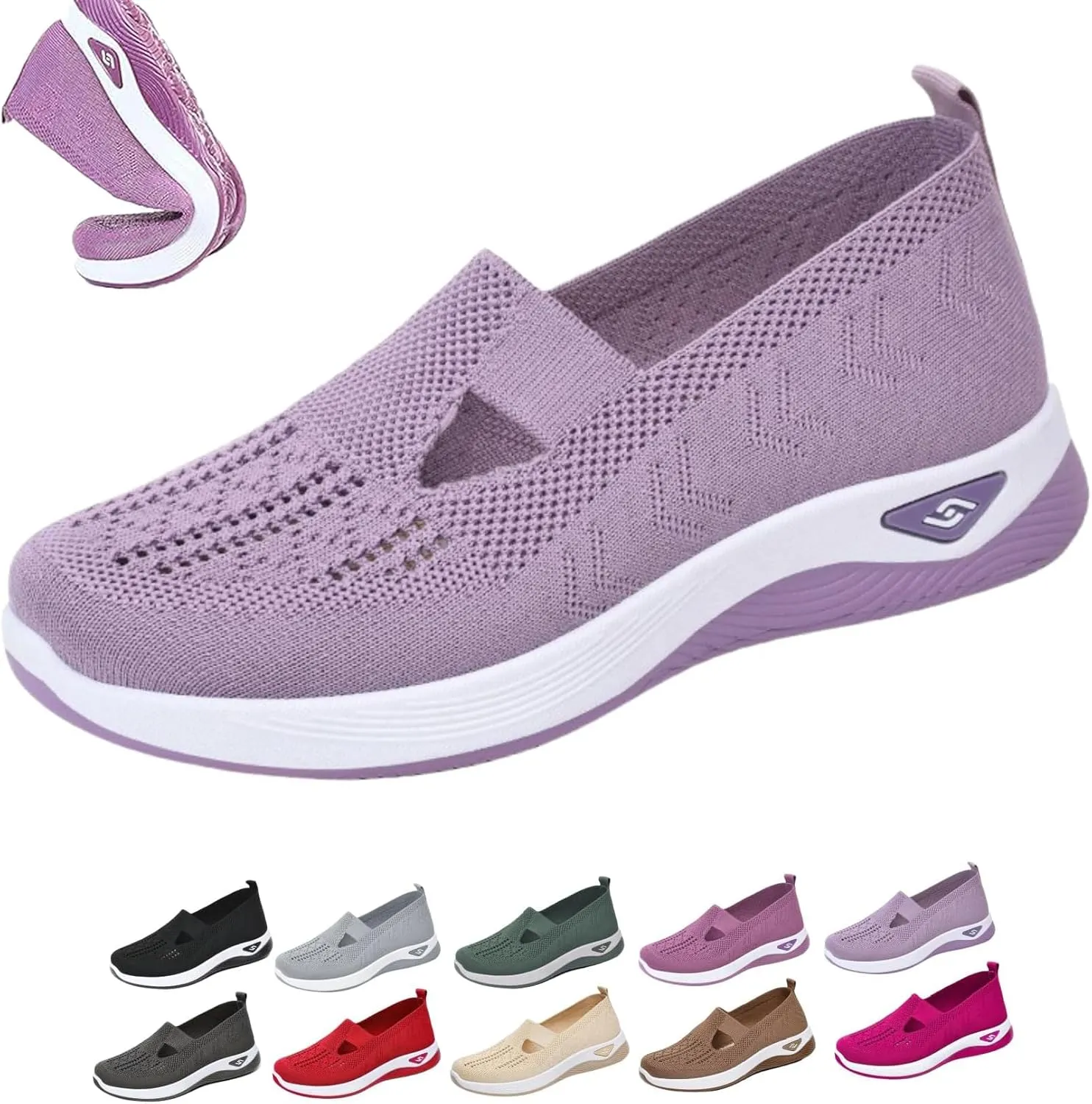 Women's Orthopedic Sneakers – Lightweight & Breathable Mesh Slip-On Walking Shoes, Easy to Wear, Anti-Slip Soled, Perfect for Work, Travel & Everyday Comfort