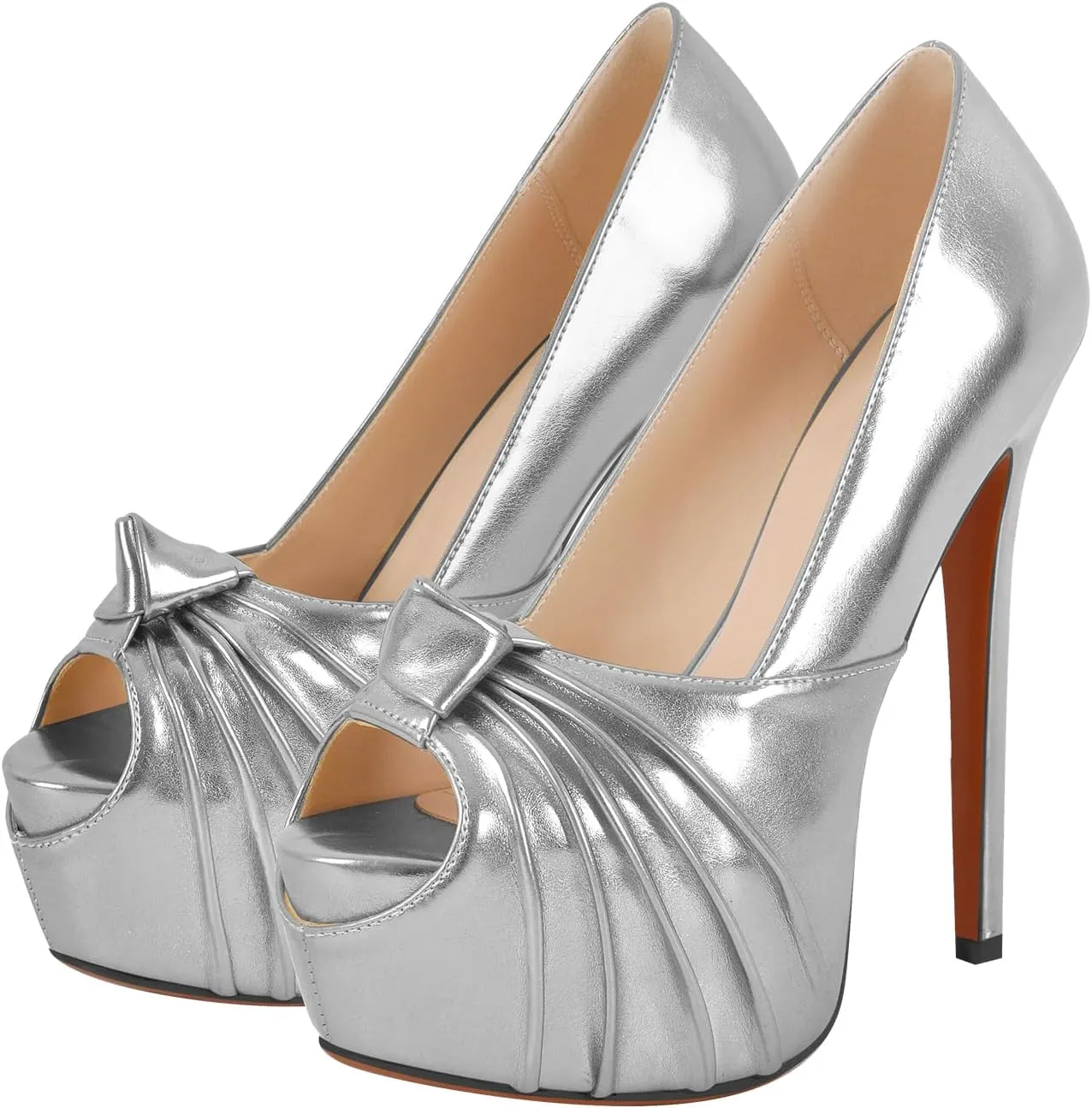 Women's Platform Pumps Shoes Slip On Stilettos PU High Heels