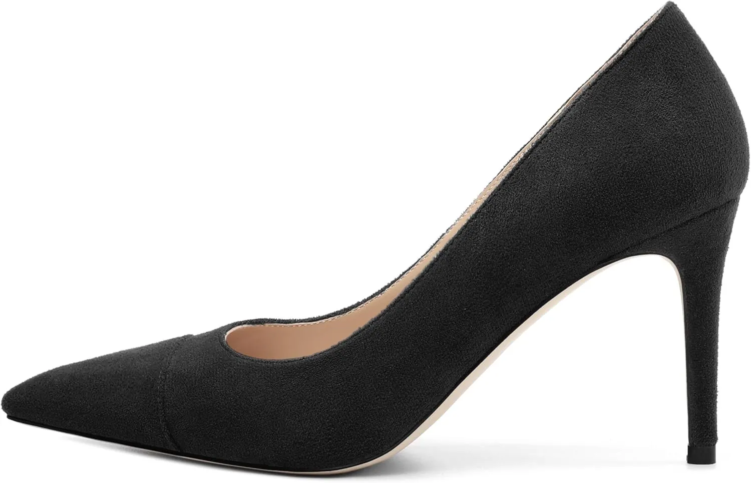 Women's Pumps Slip On High Heels with Pointed Toe Suede 3.25 Inch Stiletto Bridal Party Dress Heels for Casual