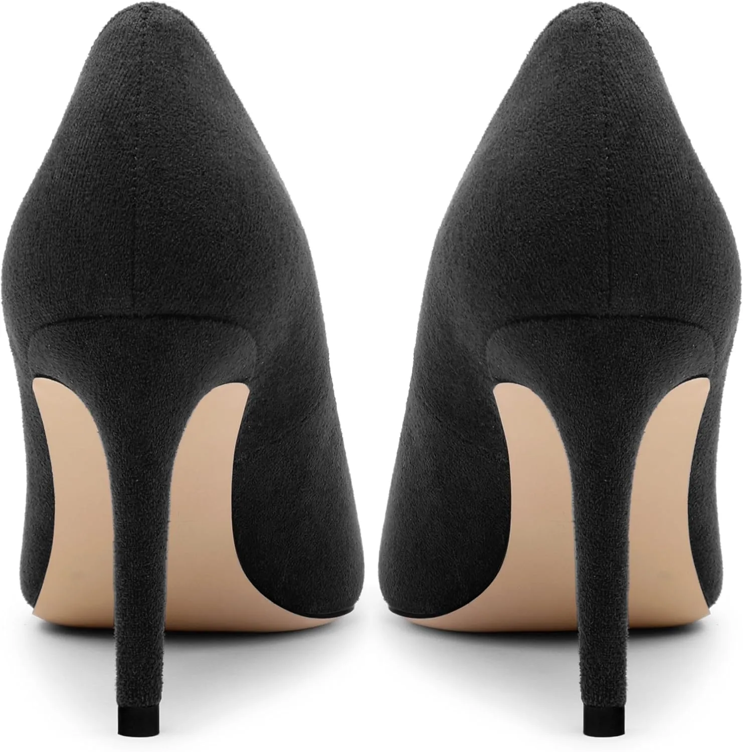 Women's Pumps Slip On High Heels with Pointed Toe Suede 3.25 Inch Stiletto Bridal Party Dress Heels for Casual