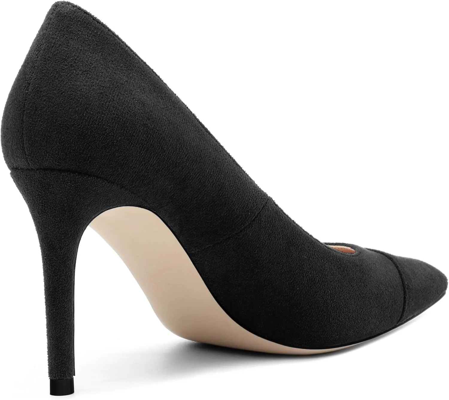 Women's Pumps Slip On High Heels with Pointed Toe Suede 3.25 Inch Stiletto Bridal Party Dress Heels for Casual