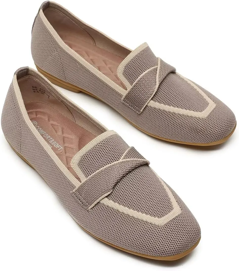 Women's Slip-on Loafer Soft Flats Comfort Knit Walking Office Work Penny Driving Dress Shoes