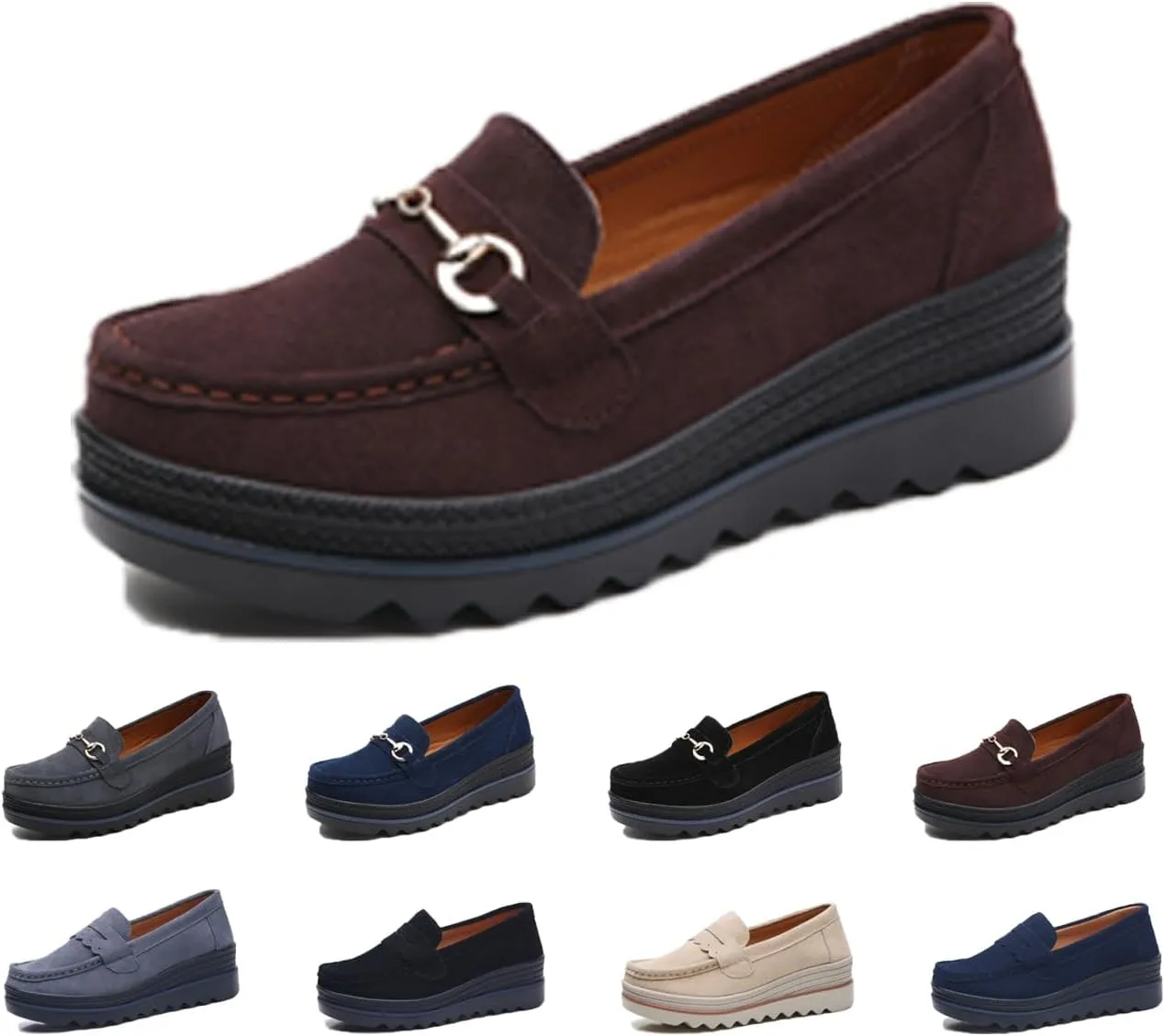 Womens Slip on Loafers Comfortable Thick Soft Platform Shoes Business Casual Walking Shoes