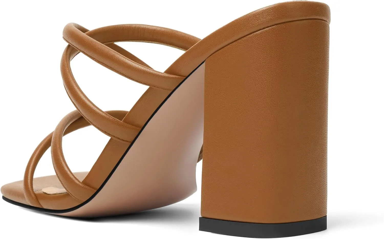 Womens Slip On Matte Open Toe Evening Dress Block High Heel Heeled Sandals 3.3 Inch