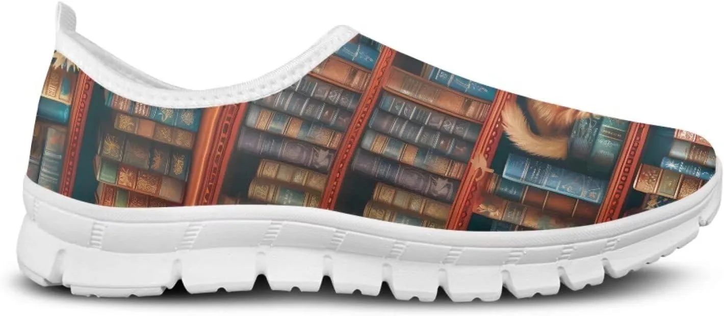 Womens Slip On Sneakers Lightweight Casual Shoes Soft Anti-Slip Tennis Shoes for Gym Travel Size 5.5-11.5 White Sole
