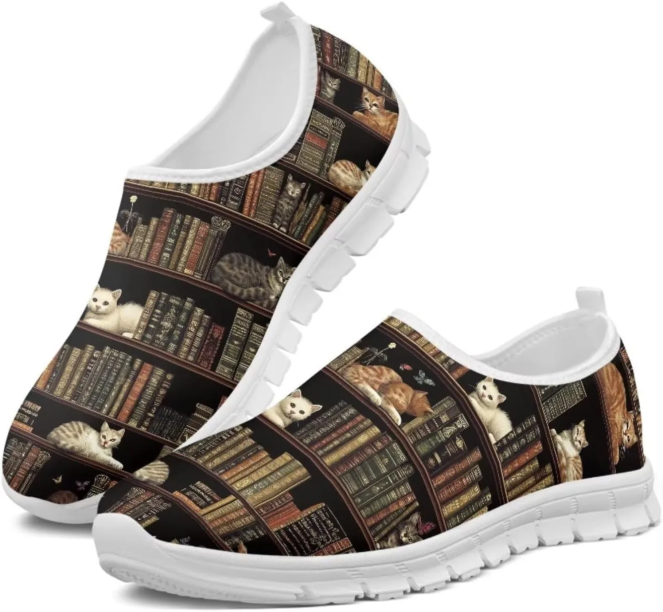 Womens Slip On Sneakers Lightweight Casual Shoes Soft Anti-Slip Tennis Shoes for Gym Travel Size 5.5-11.5 White Sole