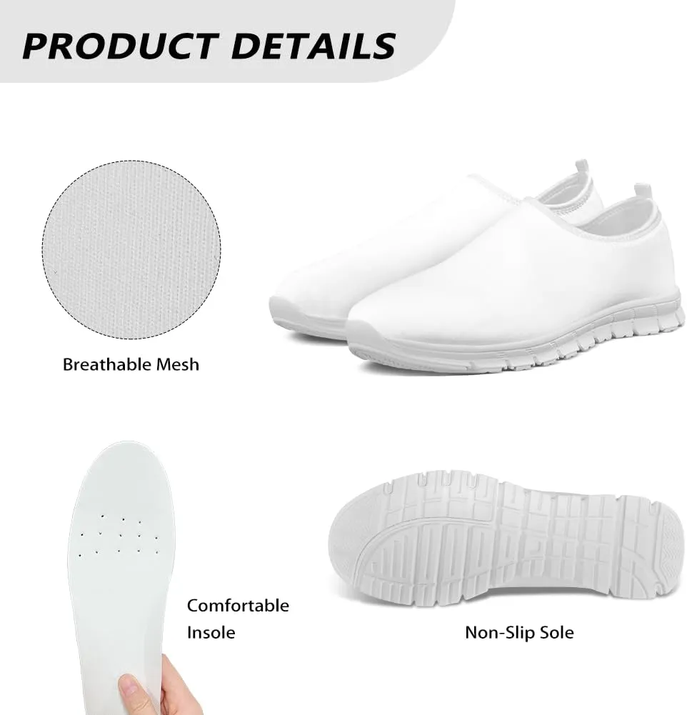 Womens Slip On Sneakers Lightweight Casual Shoes Soft Anti-Slip Tennis Shoes for Gym Travel Size 5.5-11.5 White Sole