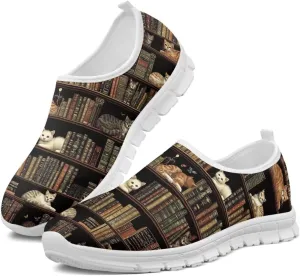 Womens Slip On Sneakers Lightweight Casual Shoes Soft Anti-Slip Tennis Shoes for Gym Travel Size 5.5-11.5 White Sole
