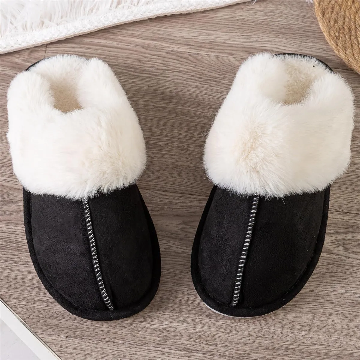 Women's Slippers Soft Plush Winter Warm House Shoes Slip on Fluffy Fur Slippers