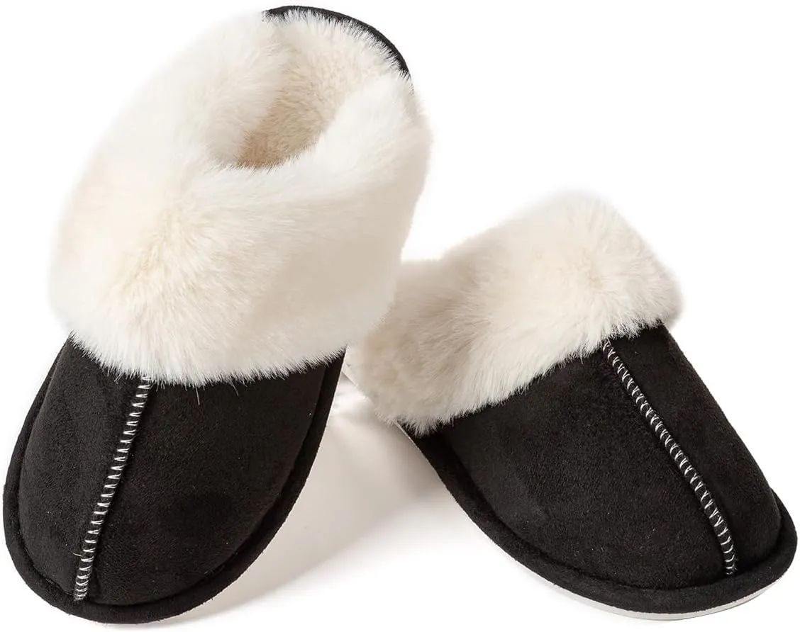 Women's Slippers Soft Plush Winter Warm House Shoes Slip on Fluffy Fur Slippers