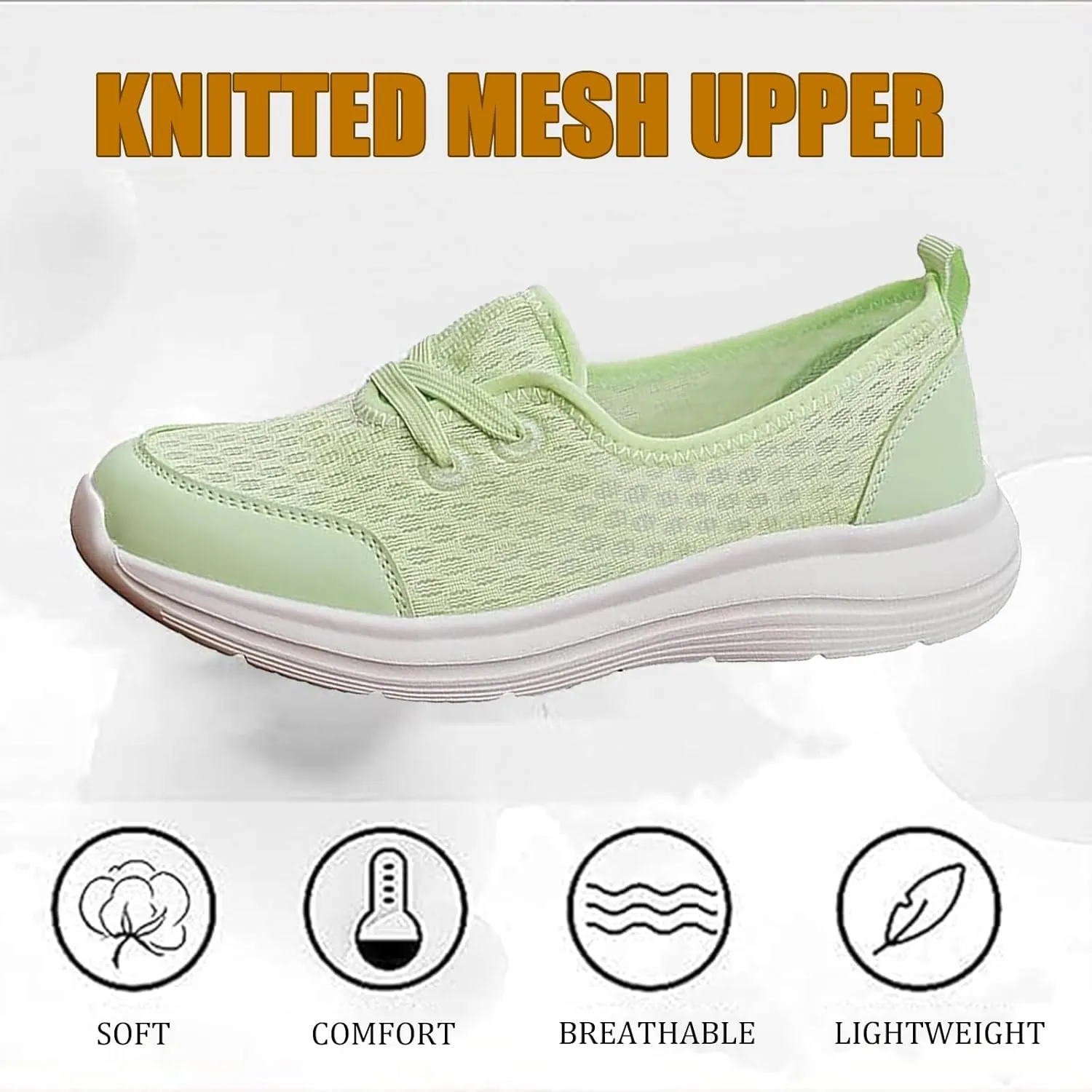 Women's Soft Sole Mesh Comfort Orthopedic Shoes, Women Kotsas Slip On Orthopedic Shoes, Mesh Woven Arch Suppor Breathable Soft Sole Low Top Shoes Non-Slip Sneakers(White,US 8.5)