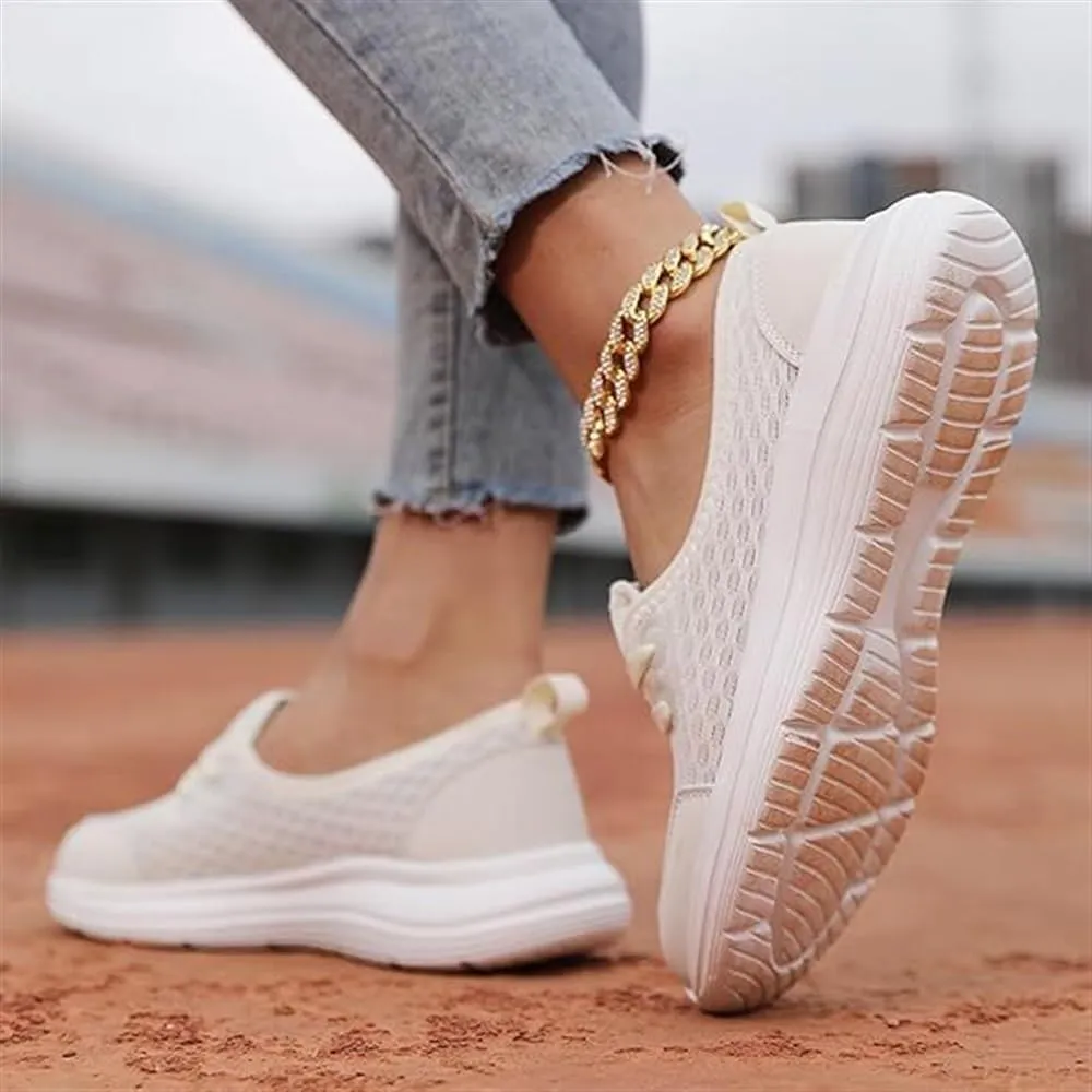 Women's Soft Sole Mesh Comfort Orthopedic Shoes, Women Kotsas Slip On Orthopedic Shoes, Mesh Woven Arch Suppor Breathable Soft Sole Low Top Shoes Non-Slip Sneakers(White,US 8.5)
