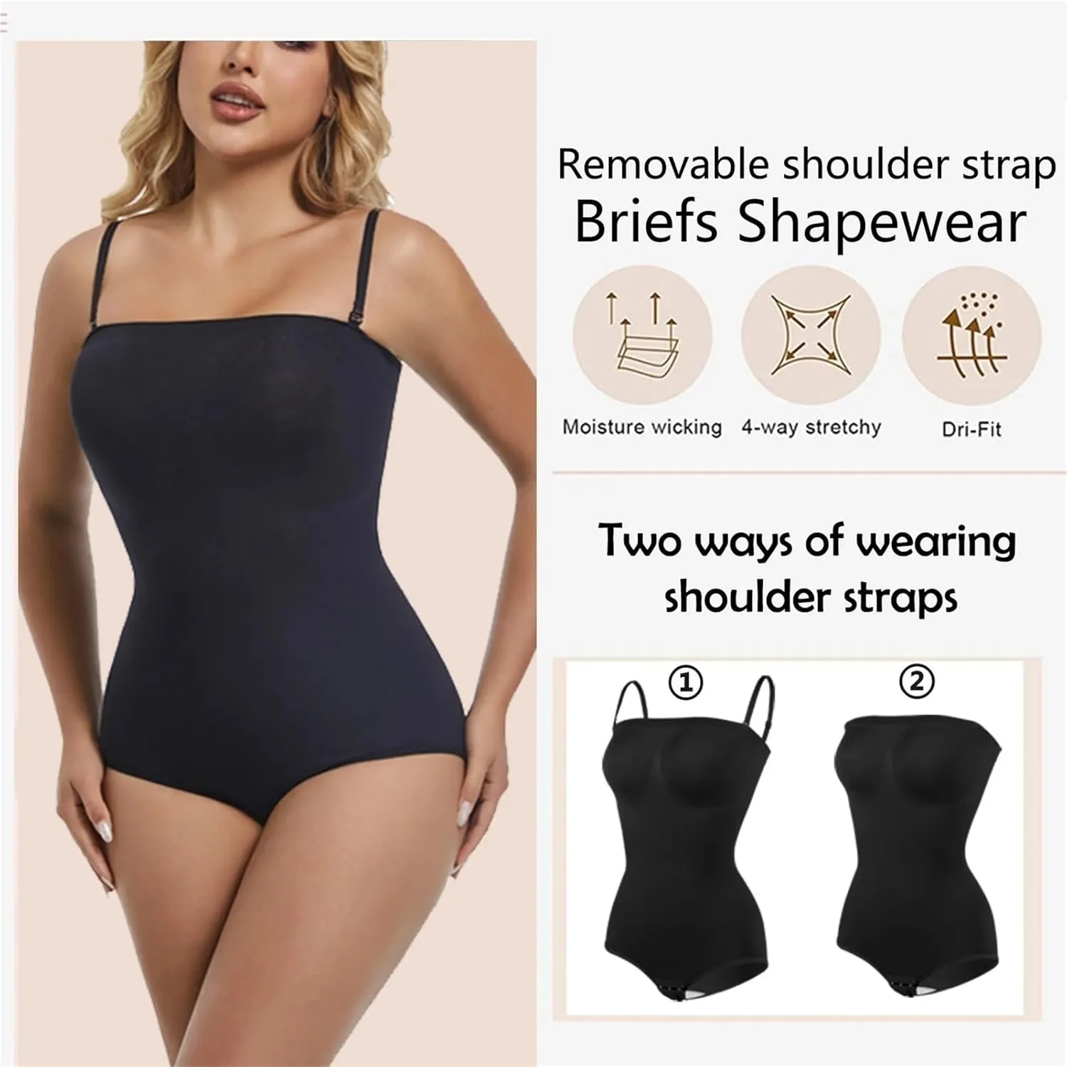 Women's Strapless Jumpsuit Shapewear Briefs Bodysuit Butt Lifter Compression Waist Trainer Push Up Backless
