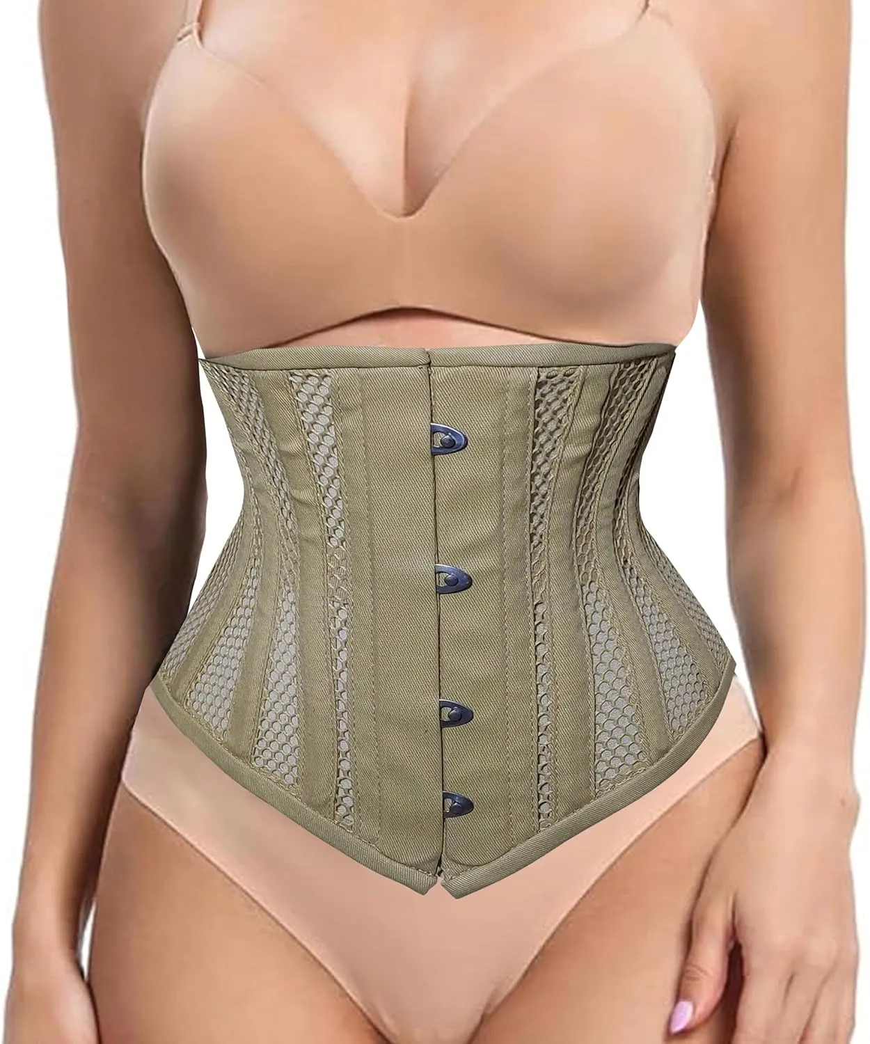 Women's Waist Trainer Corset Mesh Cotton Heavy Duty Steel Boned Body Shaper Corset C18MC