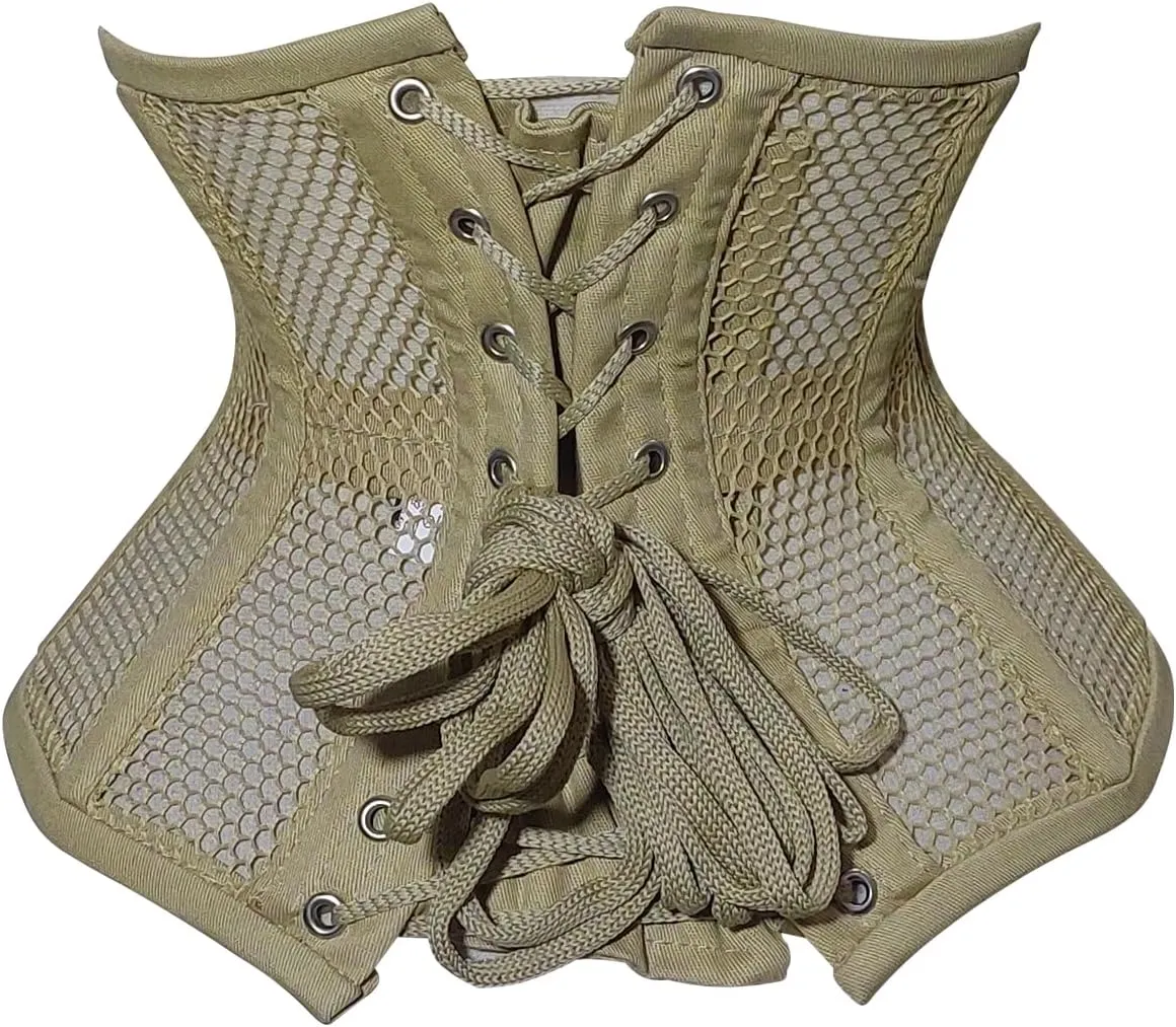 Women's Waist Trainer Corset Mesh Cotton Heavy Duty Steel Boned Body Shaper Corset C18MC