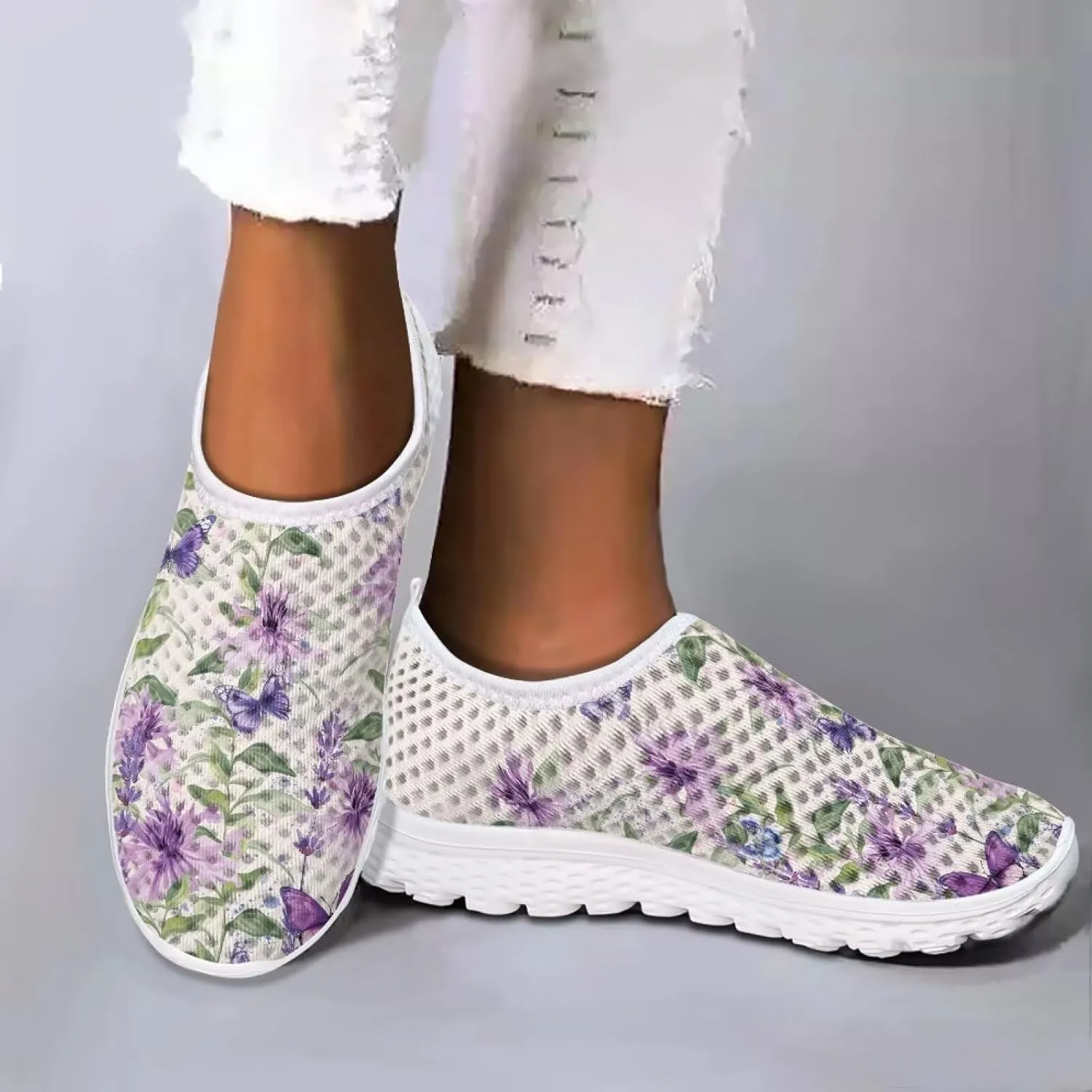 Womens Walking Shoes Slip-on Leisure Shoe Lightweight Breathable Casual Soft Sole Ladies Mesh Dog Walking Shoes