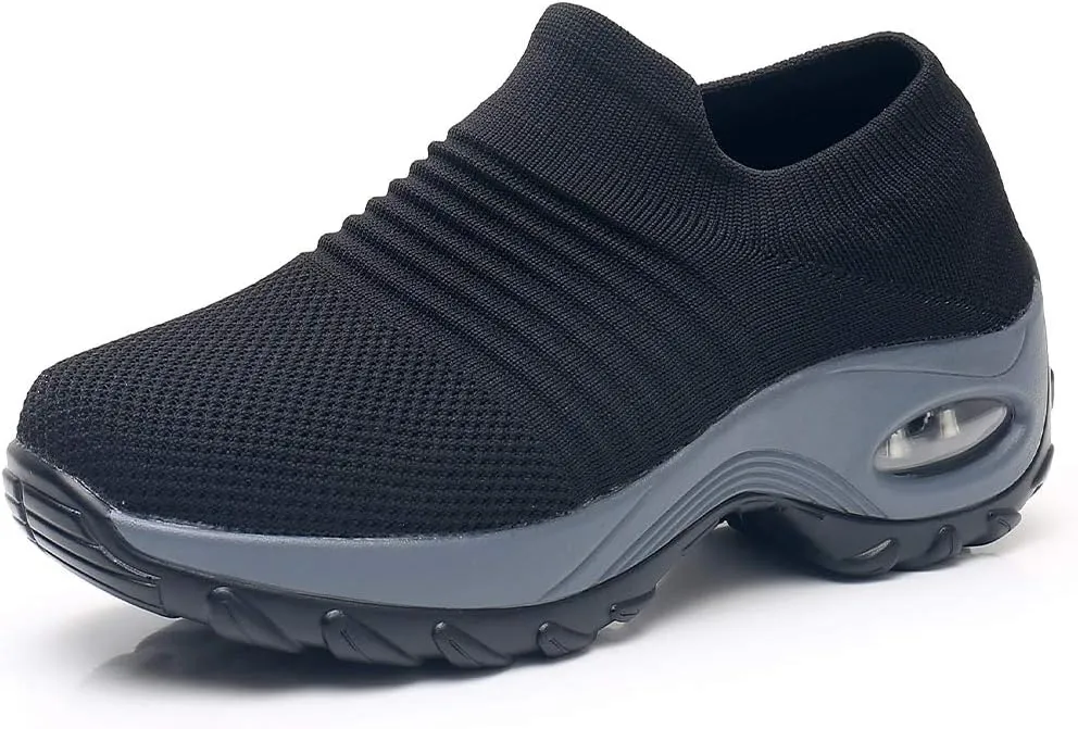 Women's Walking Shoes Sock Sneakers - Mesh Slip On Air Cushion Lady Girls Modern Jazz Dance Easy Shoes Platform Loafers