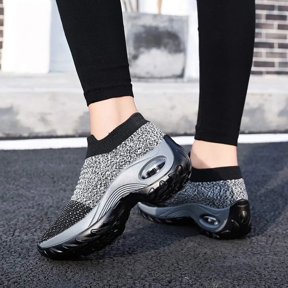 Women's Walking Shoes Sock Sneakers - Mesh Slip On Air Cushion Lady Girls Modern Jazz Dance Easy Shoes Platform Loafers
