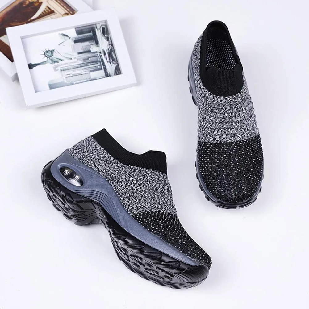 Women's Walking Shoes Sock Sneakers - Mesh Slip On Air Cushion Lady Girls Modern Jazz Dance Easy Shoes Platform Loafers