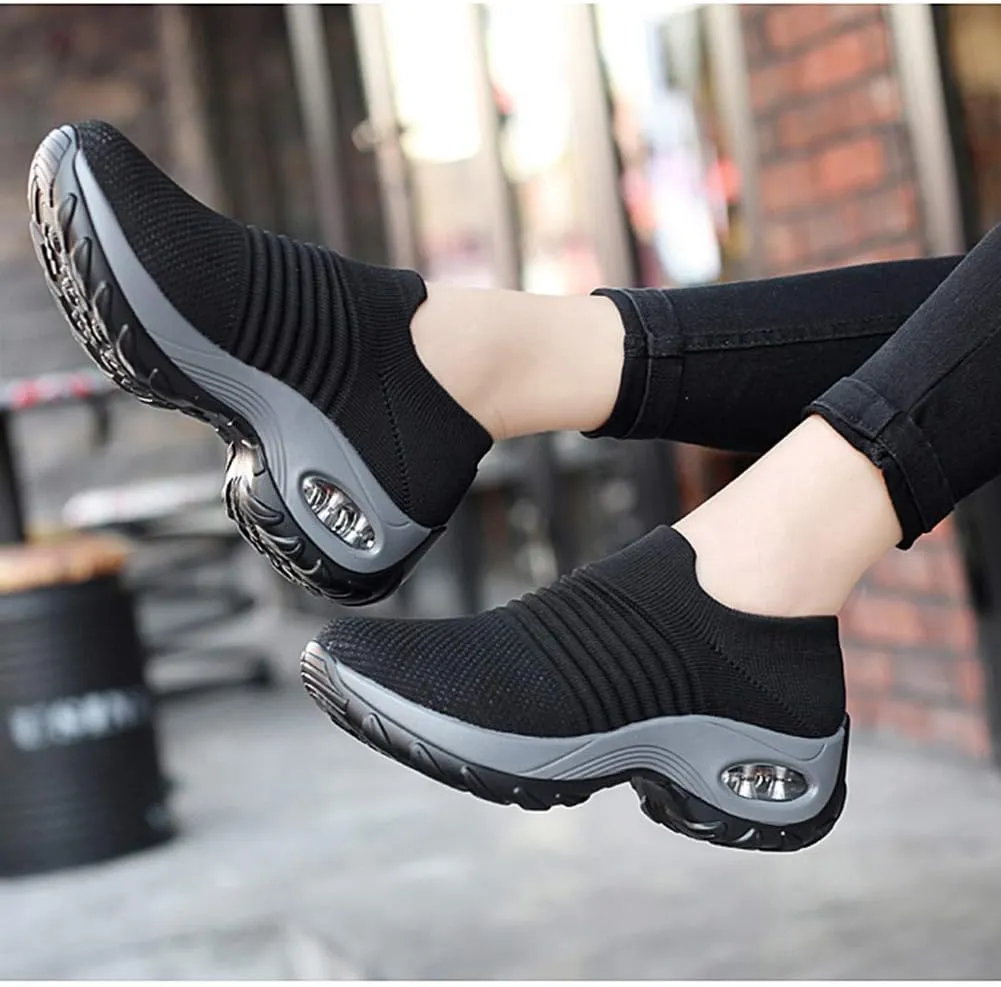Women's Walking Shoes Sock Sneakers - Mesh Slip On Air Cushion Lady Girls Modern Jazz Dance Easy Shoes Platform Loafers