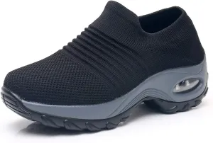 Women's Walking Shoes Sock Sneakers - Mesh Slip On Air Cushion Lady Girls Modern Jazz Dance Easy Shoes Platform Loafers