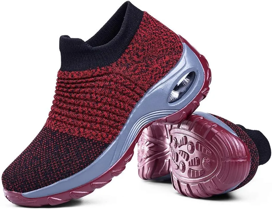 Women's Walking Shoes Sock Sneakers - Mesh Slip On Air Cushion Lady Girls Modern Jazz Dance Easy Shoes Platform Loafers