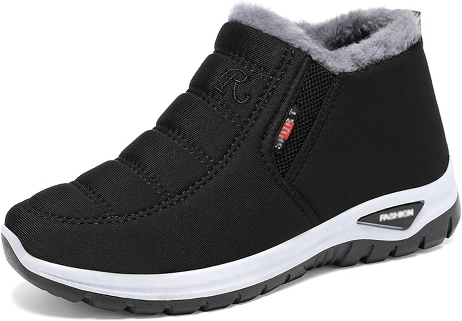 Women's Warm Sheepskin-Lined Boots, Winter Women's Casual Slip-On Warm Boots, Ladies Ankle Slip on Short Snow Fur Lined Boots, Comfortable Waterproof Walking Fur Boots
