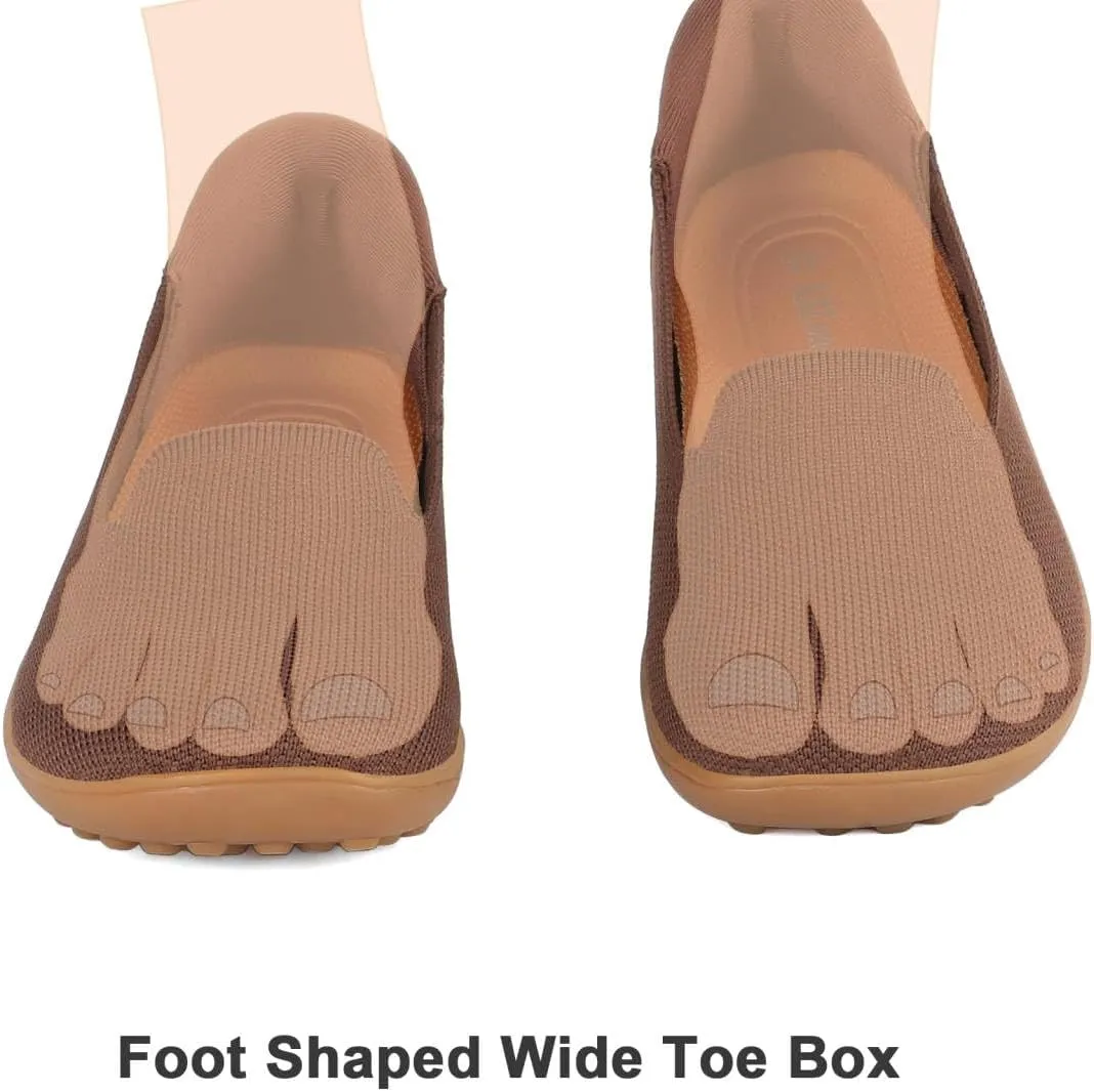 Womens Wide Toe Box Slip on Walking Shoes Non Slip Shoes Arch Support Casual Loafers Soft Knit Shoes