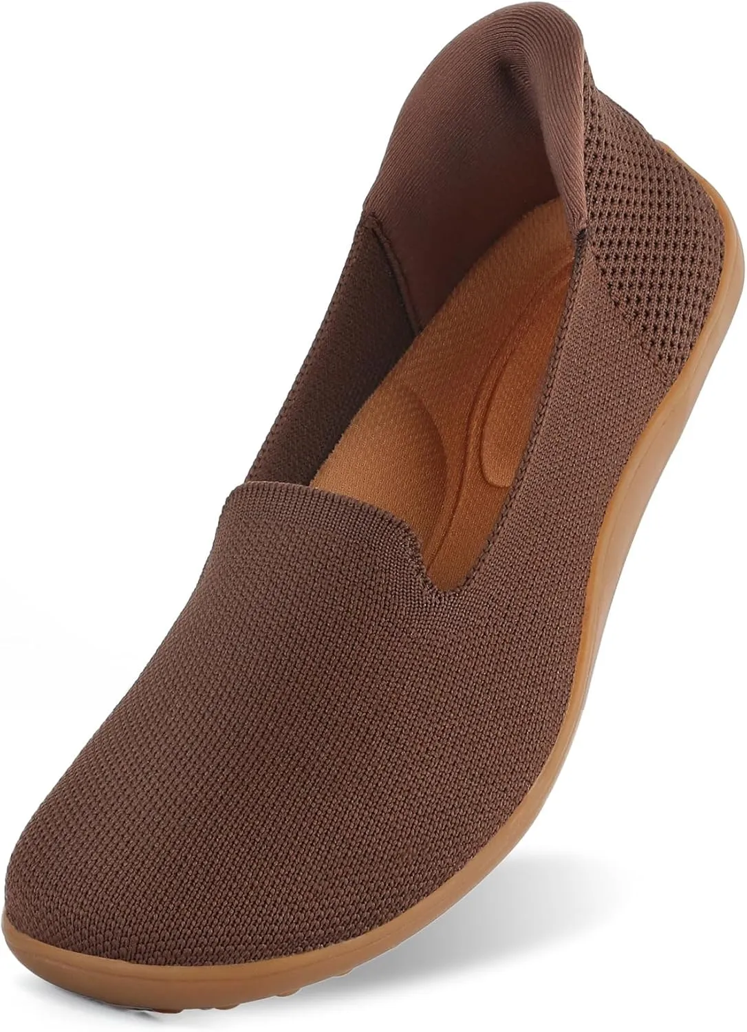 Womens Wide Toe Box Slip on Walking Shoes Non Slip Shoes Arch Support Casual Loafers Soft Knit Shoes