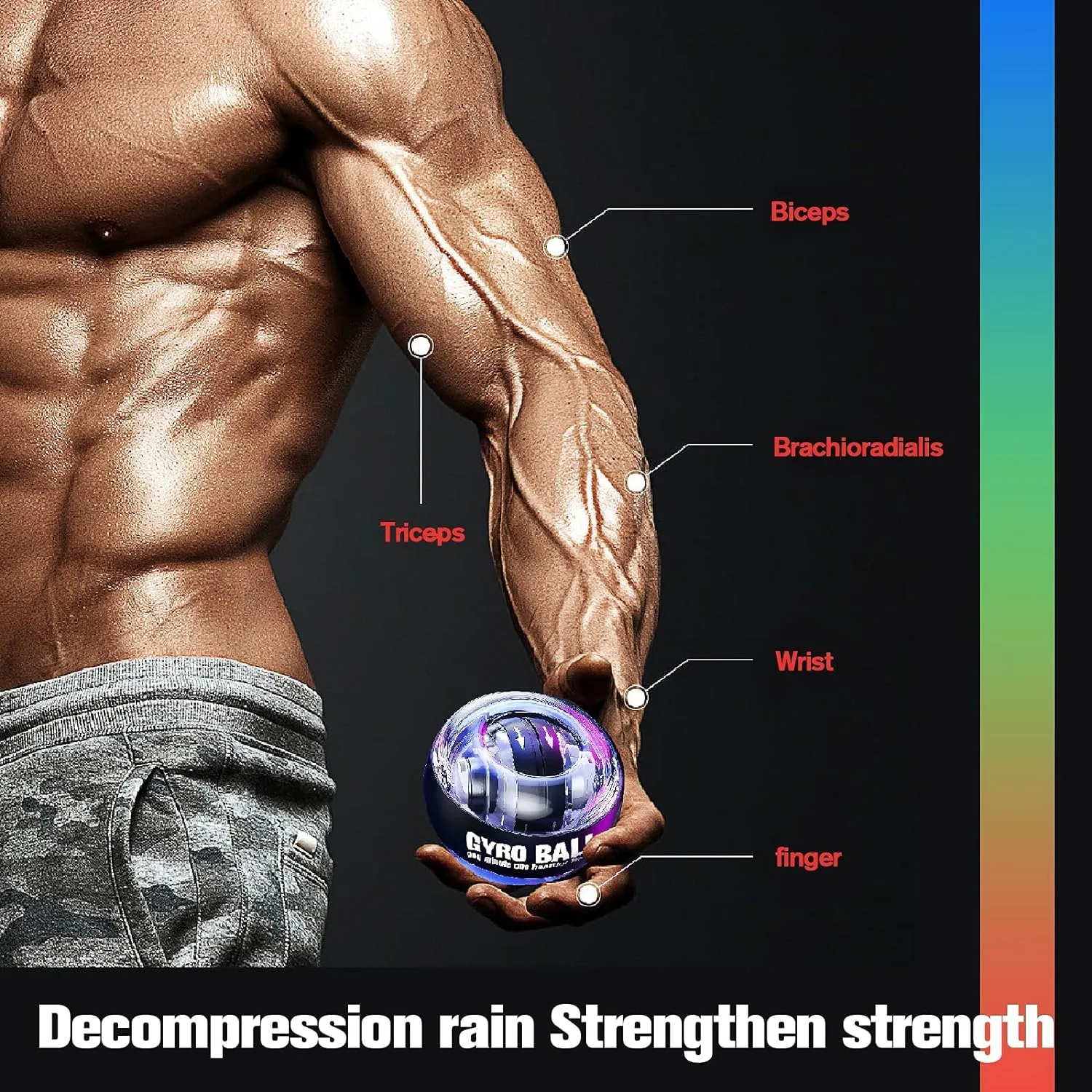 Wrist Trainer Ball Auto-Start Gyroscopic Forearm Exerciser Gyro Ball for Strengthen Arms, Fingers, Bones and Muscles