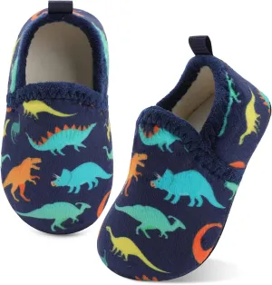 XIHALOOK Toddler Boys Girls House Slippers with Microfleece Lining Cozy Household Shoes Non-slip for Kids