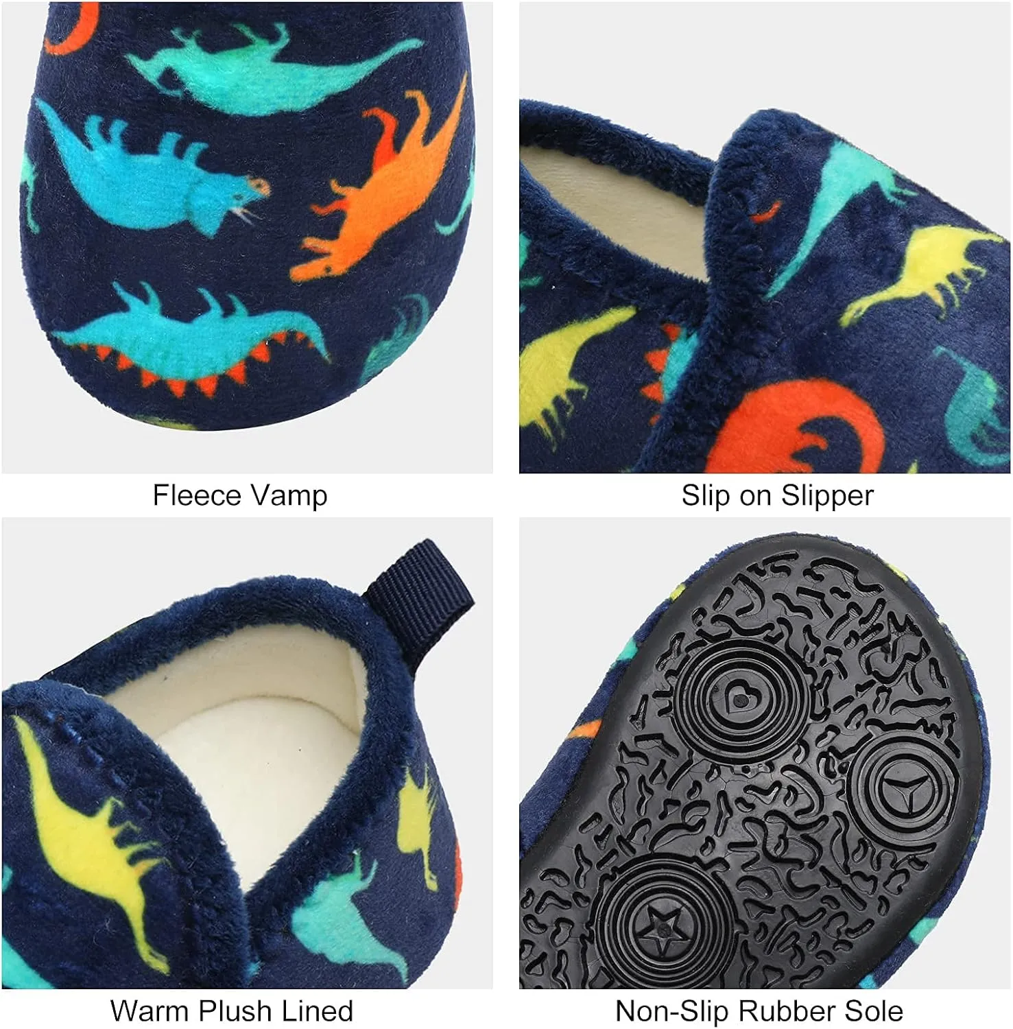 XIHALOOK Toddler Boys Girls House Slippers with Microfleece Lining Cozy Household Shoes Non-slip for Kids
