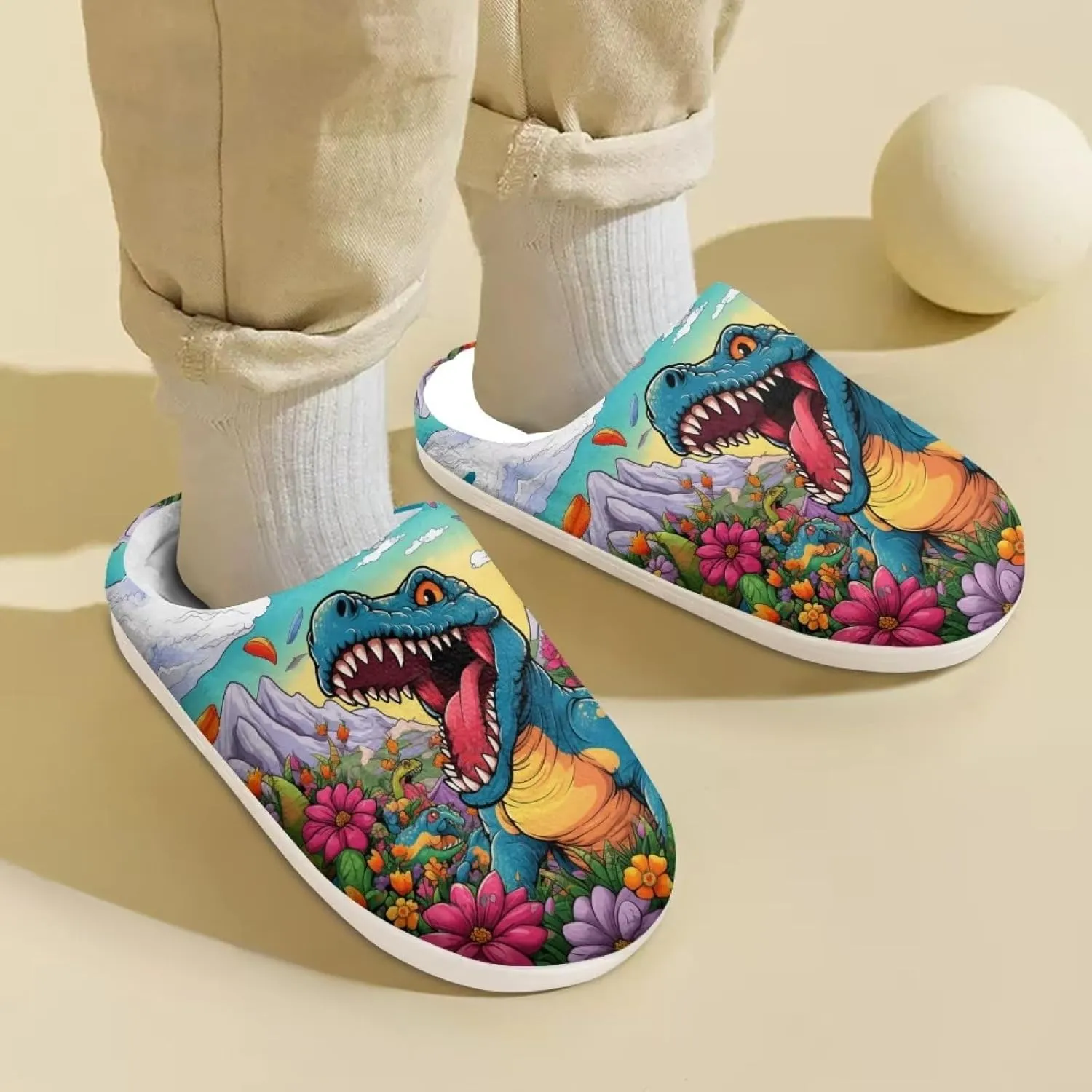 Xpyiqun Boys Girls Slippers Kids House Shoes Soft Plush Fuzzy Home Slippers Non-slip Slip On Shoes Size 9-14.5