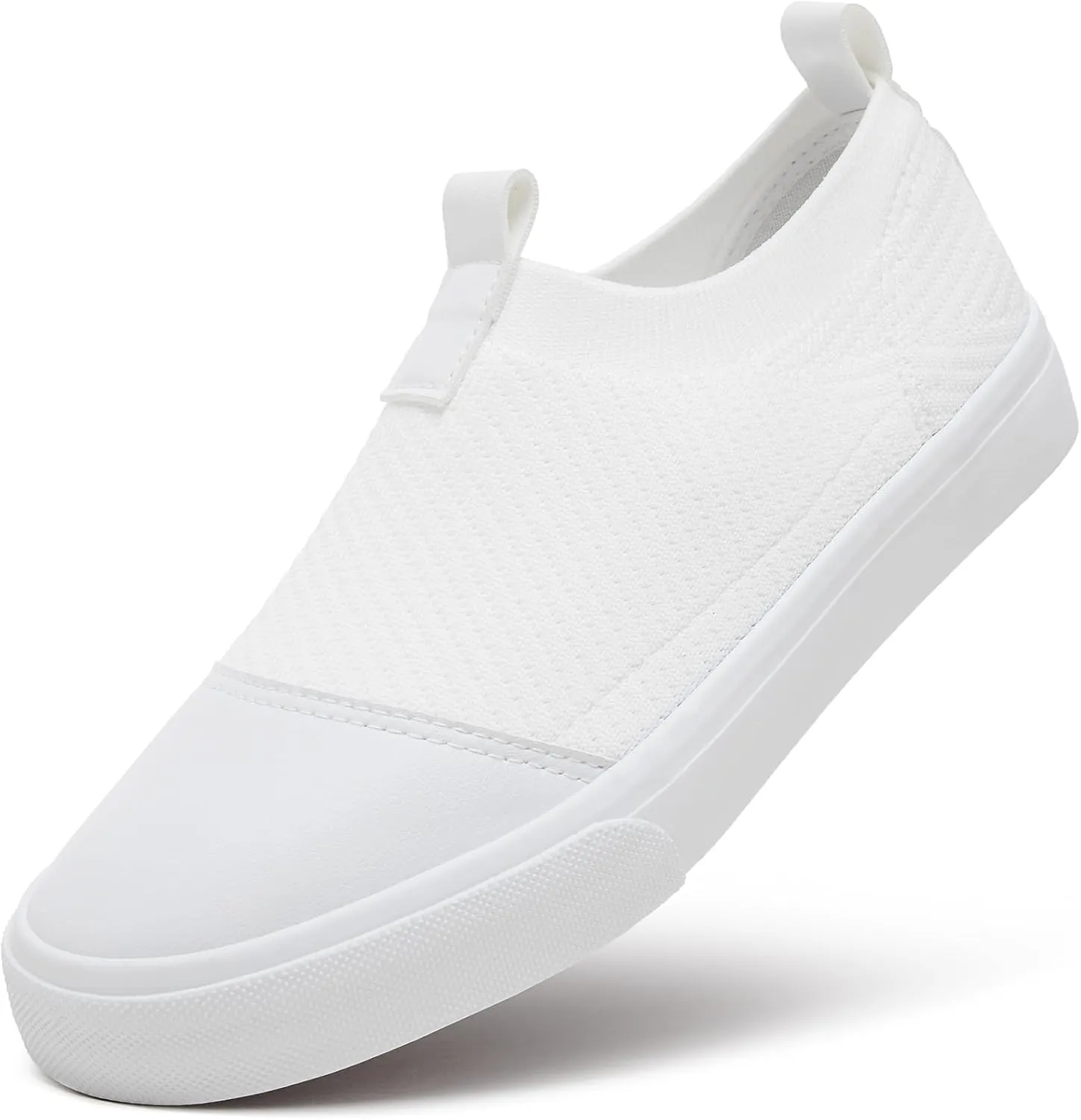 XRH Women's White Slip On Sneakers,Non Slip Women Fashion Work Shoes,Low top Casual Shoes
