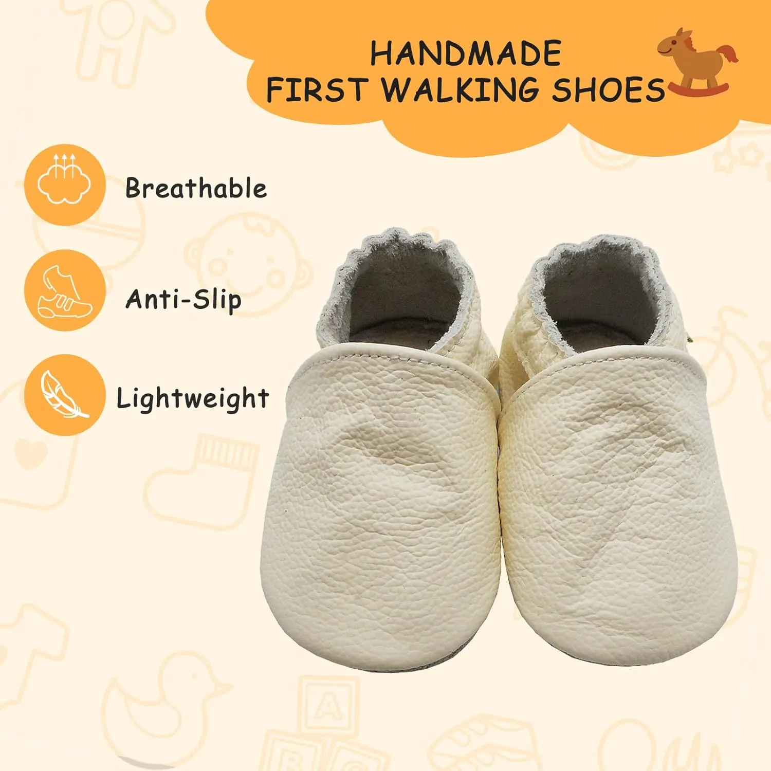 YALION Soft Leather Baby Shoes Moccasins Slip-on Boys Girls Slippers with Elastic Ankle, Anti-Slip First Walking Crib Shoes for Infant Toddlers