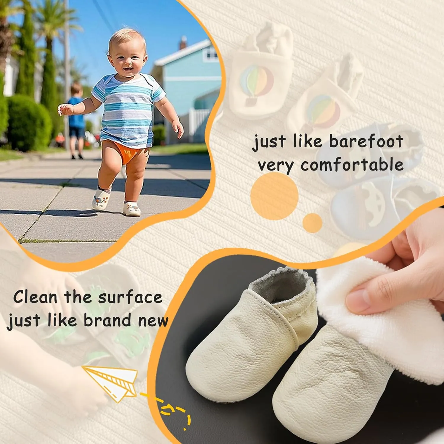 YALION Soft Leather Baby Shoes Moccasins Slip-on Boys Girls Slippers with Elastic Ankle, Anti-Slip First Walking Crib Shoes for Infant Toddlers