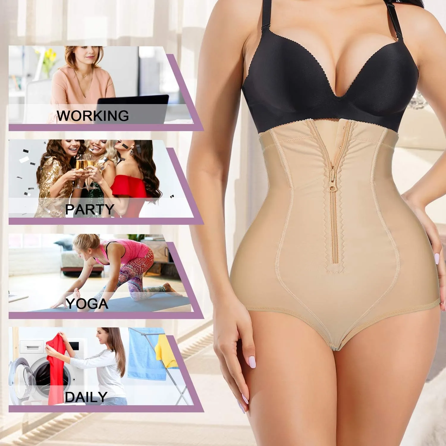 YERKOAD Women Tummy Control Panties Shapewear Bodysuit Butt lifter Shorts Hi- Waist Trainer Body Shaper Underwear Slim Corset
