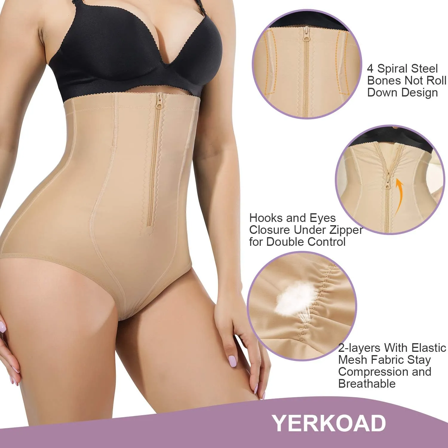 YERKOAD Women Tummy Control Panties Shapewear Bodysuit Butt lifter Shorts Hi- Waist Trainer Body Shaper Underwear Slim Corset