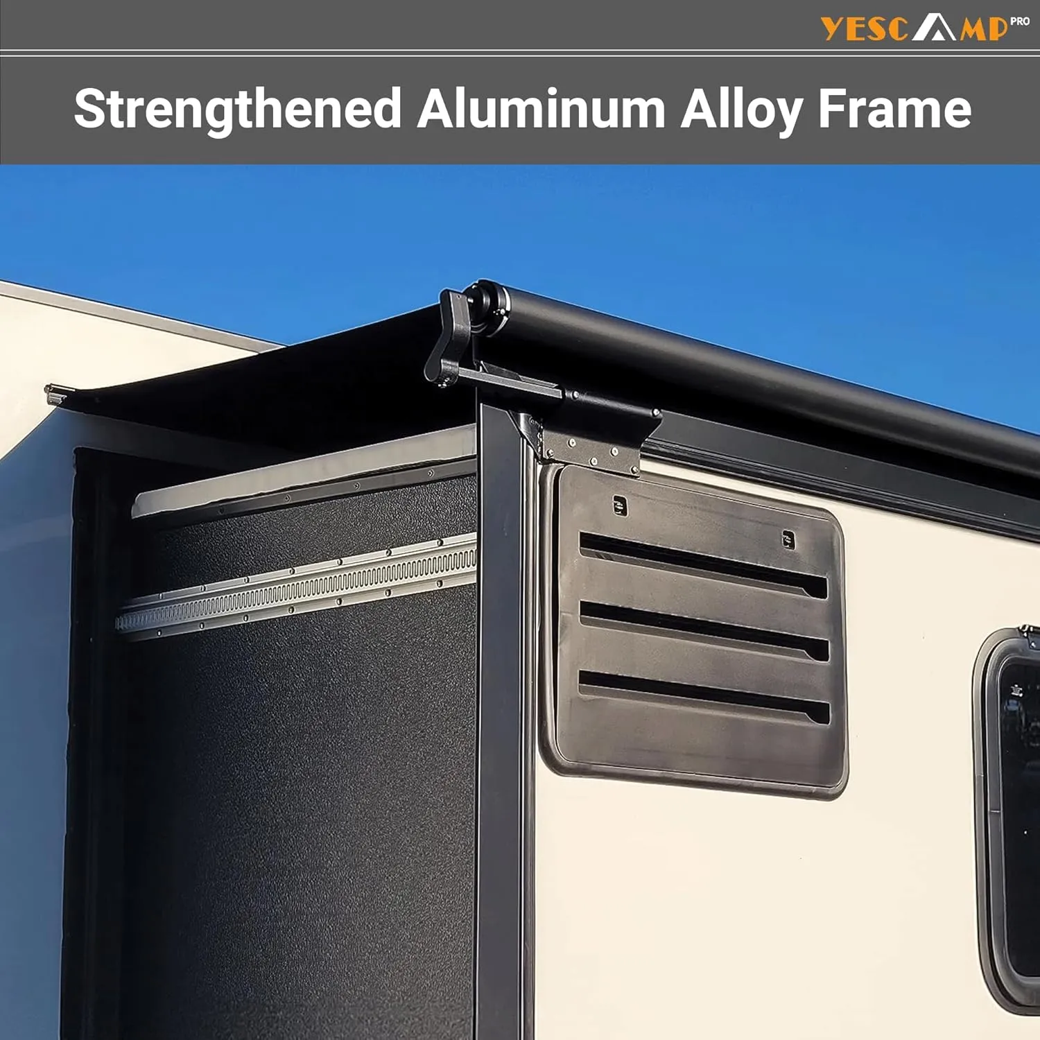 YESCAMP RV Slide Topper Awning Slide Out Awning Kit Cover Assembly,Modular Slideout Awning Protection for RVs,5th Wheels,Travel Trailers and Motorhomes,Black,13'6''(13'1''Fabric)