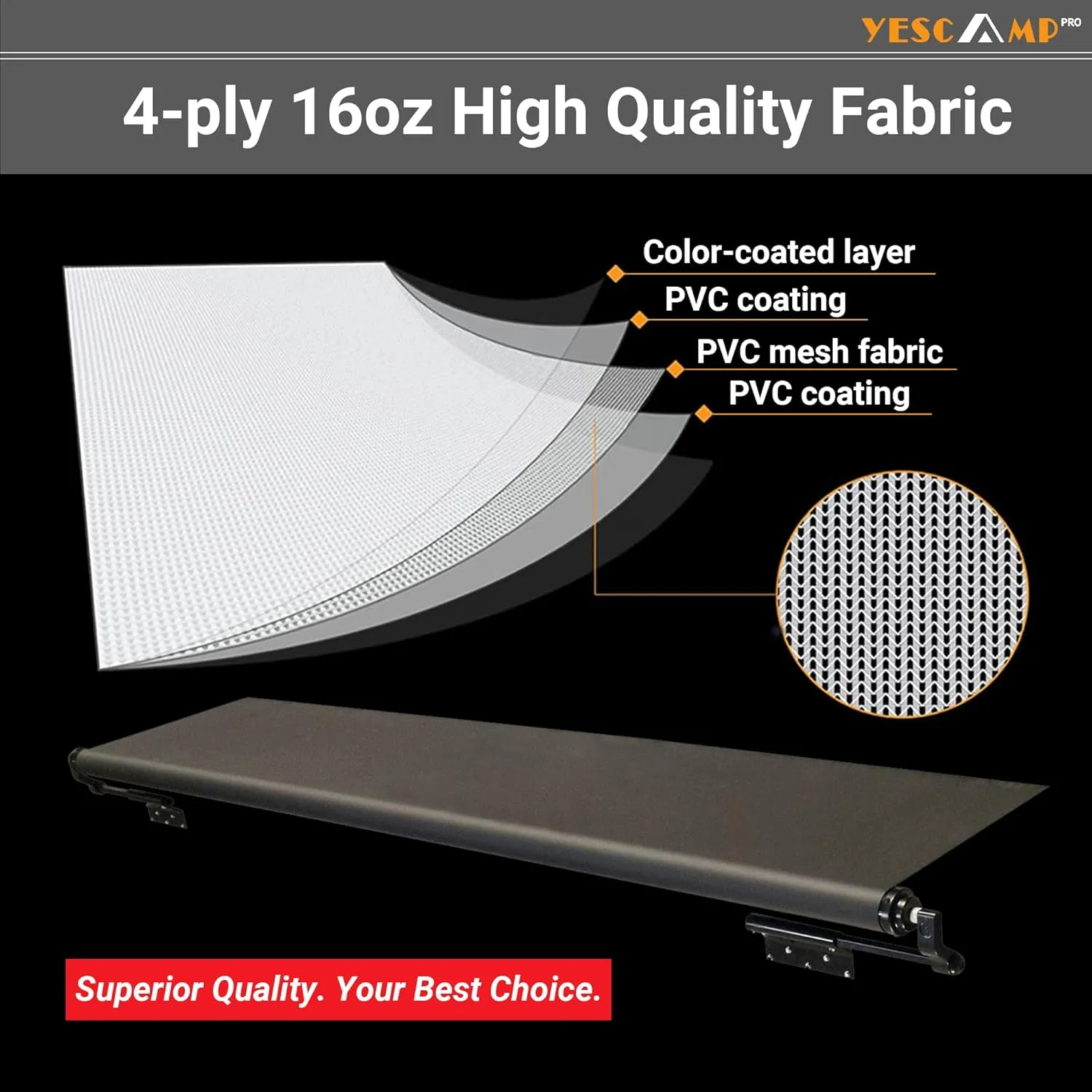 YESCAMP RV Slide Topper Awning Slide Out Awning Kit Cover Assembly,Modular Slideout Awning Protection for RVs,5th Wheels,Travel Trailers and Motorhomes,Black,13'6''(13'1''Fabric)