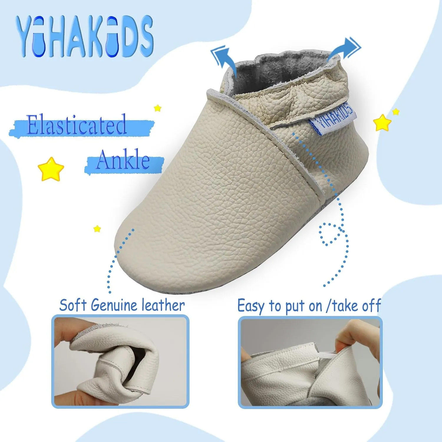 YIHAKIDS Baby Leather Shoes Soft Sole First Walking Moccasins Infants Toddler Boys Girls Crawling Slippers Slip-on Shoes Solid Color Shoes