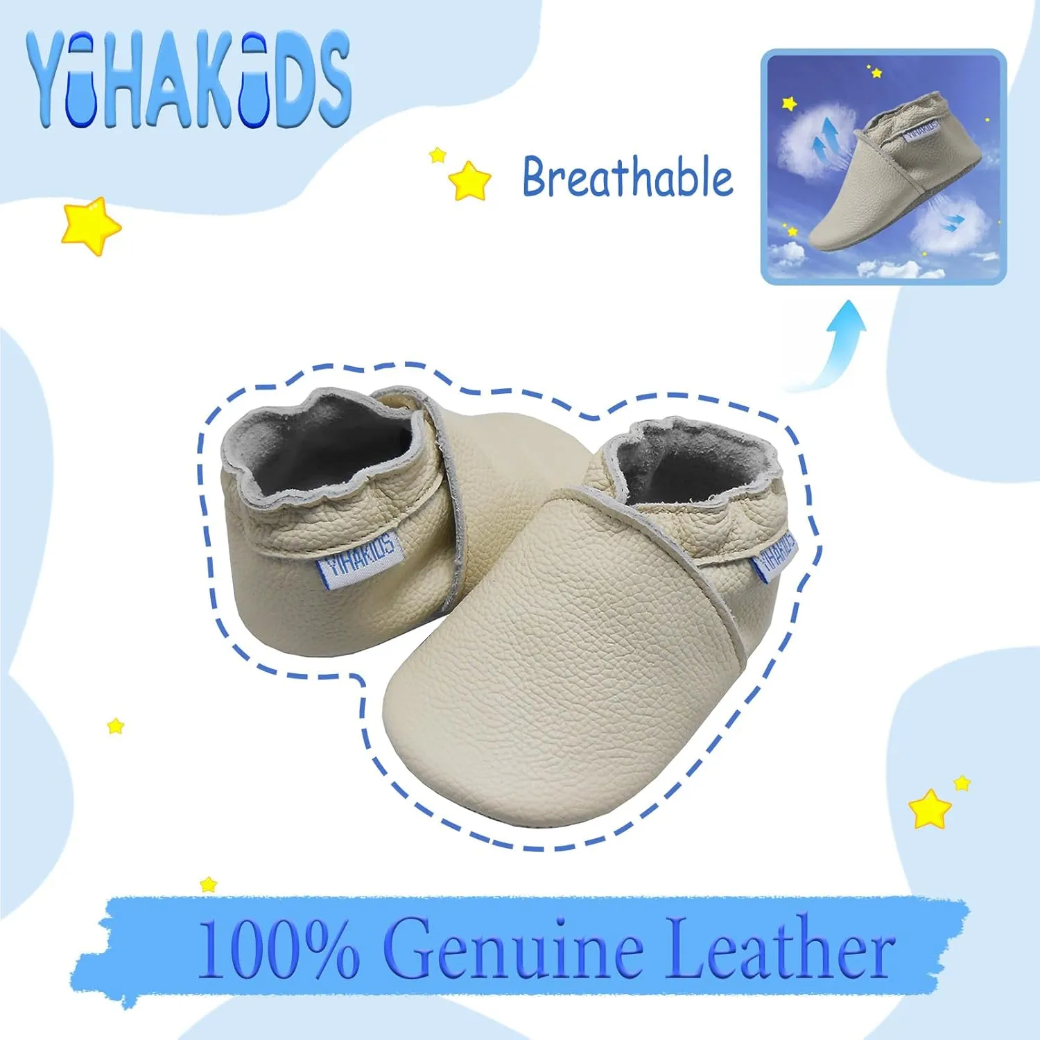 YIHAKIDS Baby Leather Shoes Soft Sole First Walking Moccasins Infants Toddler Boys Girls Crawling Slippers Slip-on Shoes Solid Color Shoes