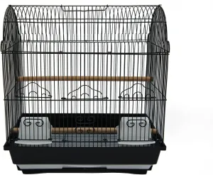 YML A1784 Bar Spacing Barn Top Bird Cage, Black