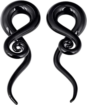 YOFANST 2pcs Glass Ear Tapers Plugs 4G-14mm Multi-Colors Twist Handmade Spiral Gauges Piercing Jewelry