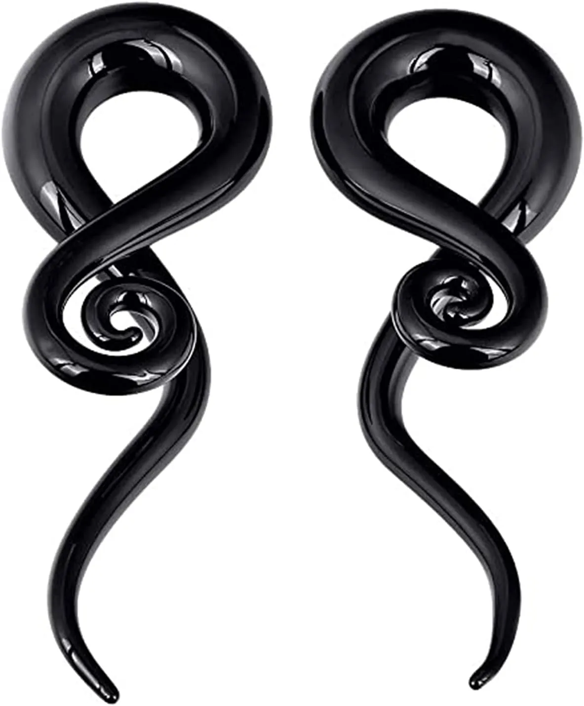 YOFANST 2pcs Glass Ear Tapers Plugs 4G-14mm Multi-Colors Twist Handmade Spiral Gauges Piercing Jewelry