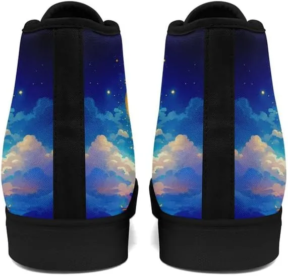 Yoga Printed High-Top Canvas Shoes for Women Unisex Fashion Lace Up Sneakers Casual Walking Tennis Trainer for Girls