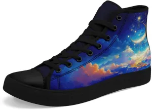 Yoga Printed High-Top Canvas Shoes for Women Unisex Fashion Lace Up Sneakers Casual Walking Tennis Trainer for Girls