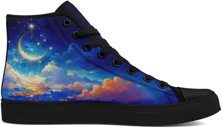 Yoga Printed High-Top Canvas Shoes for Women Unisex Fashion Lace Up Sneakers Casual Walking Tennis Trainer for Girls