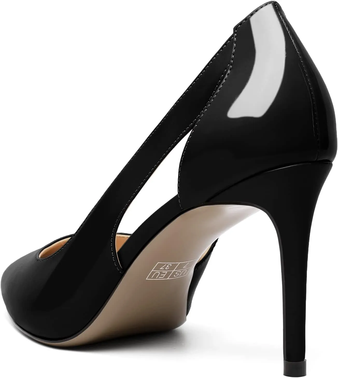 Zamikoo Women's Pointed Toe Slip On 3.5 Inch High Heel Pumps, Sexy Cut Out Stiletto Heels, High Heeled Dress Shoes for Casual Dress Office Event